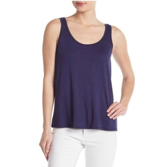 Michael Stars Navy Scoop Neck Tank Top Flowy Stretchy Soft - Picture 1 of 2